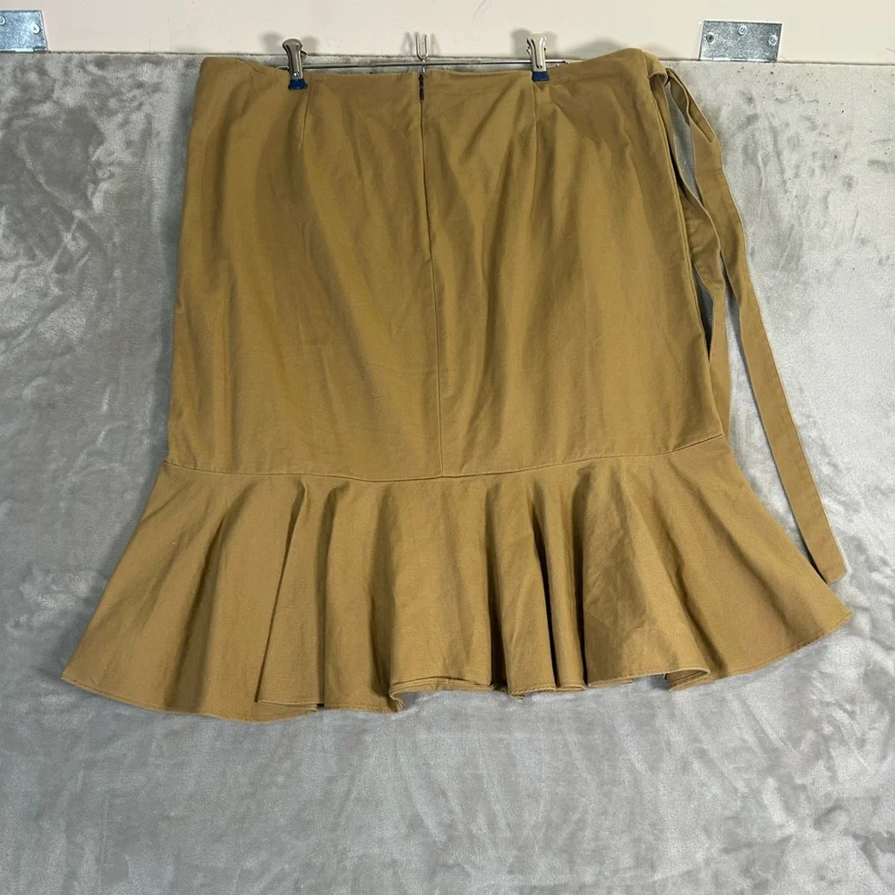 Who what wear wrap midi ruffle khaki skirt - Picture 3 of 8